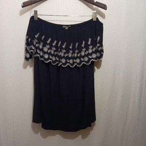 Adrianna Papell Women's Black off the shoulders Sleeve Top 1X